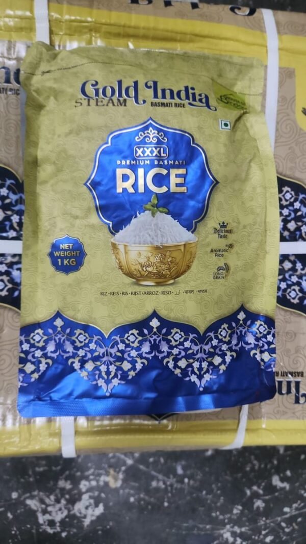 Gold India XXXL Steam Basmati Rice 1kg Gold India XXXL Steam Basmati Rice 1kg